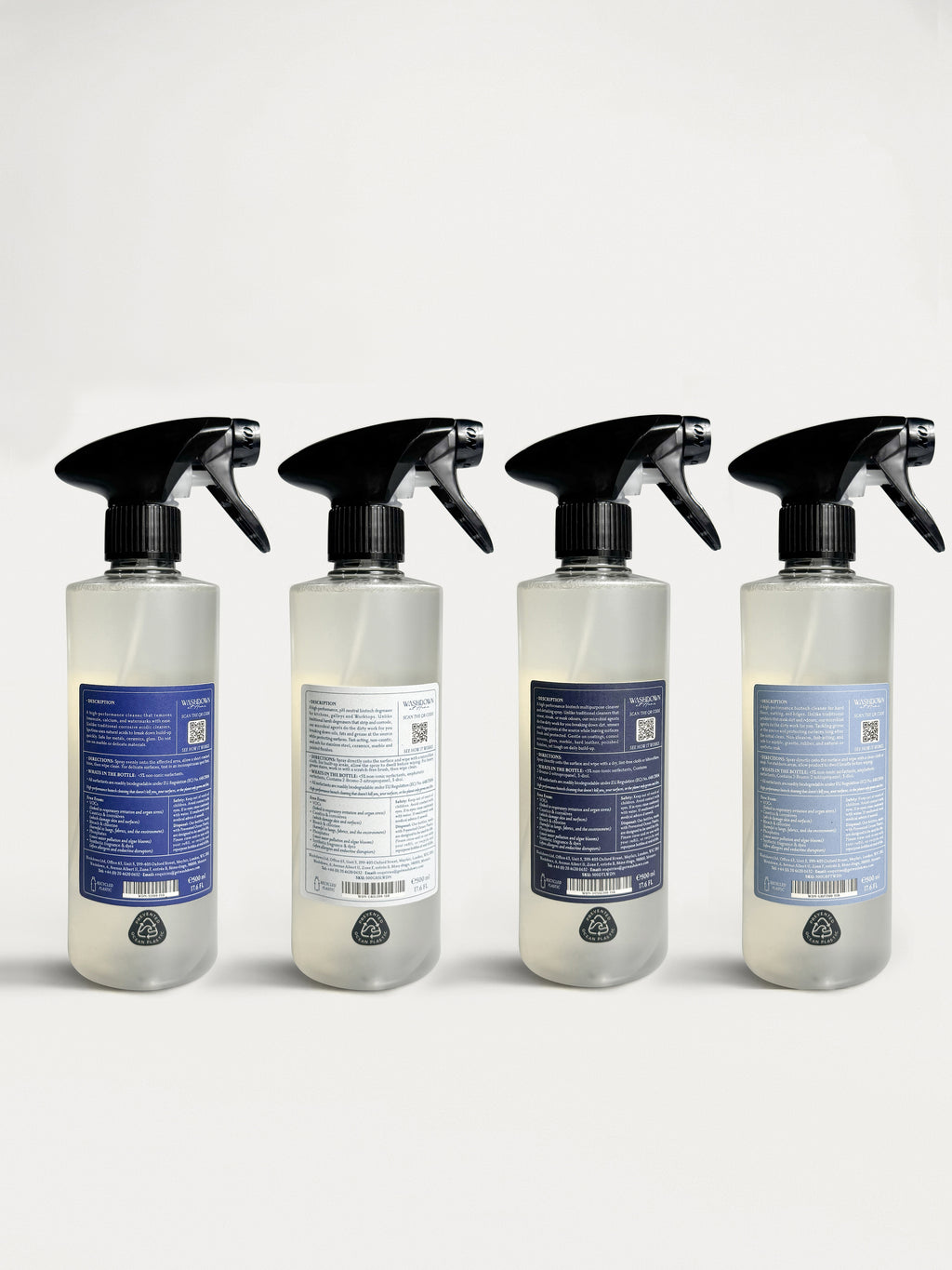 Luxury Starter Kit - Complete Biotech Cleaning Kit (4×500ml Ocean-Bound Bottles + 4 Lint-Free Microfibres)