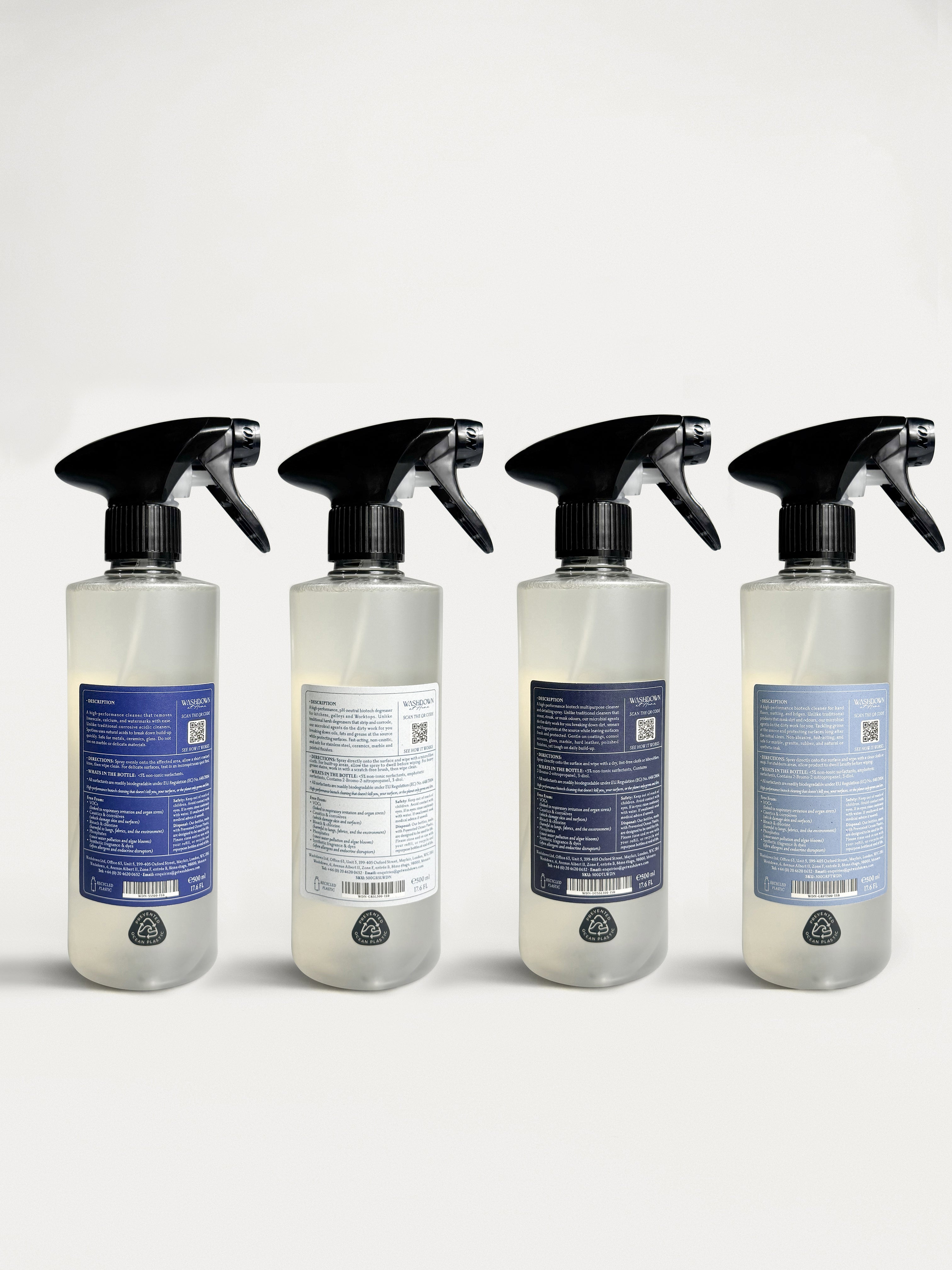 Luxury Starter Kit - Complete Biotech Cleaning Kit (4×500ml Ocean-Bound Bottles + 4 Lint-Free Microfibres)